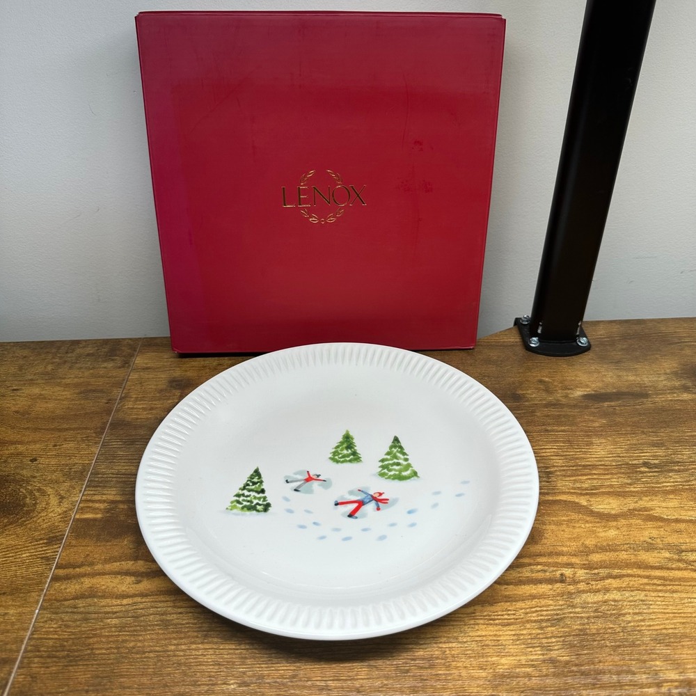 Lenox Profile Snow Day Accent Plates Set of 4 White Porcelain 9in 893506